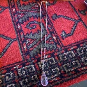 Beautiful Pink tear drop pendant necklace